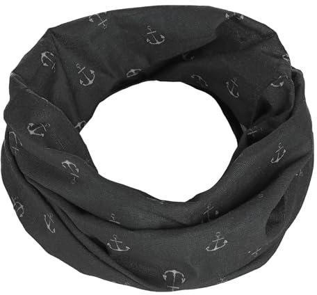 modAS Multifunktionstuch mit Ankerprint - Bandana Halstuch Damen Herren Schlauchtuch Gesichtsmaske Kopfbedeckung in Schwarz