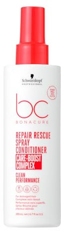 Schwarzkopf Professional Bonacure Repair Rescue Spray Conditioner Leave In Für Strapaziertes Haar Vegan Care Boost Complex Weniger Haarbruch Verbesserte Kämmbarkeit Entwirrend 200 ml