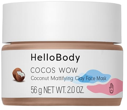HelloBody Cocos Wow Gesichtsmaske 50 ml – Tonerde Maske mit French Pink Clay, Kaolin und Magnolien-Extrakt – Natürliche Hautpflege – Gesichtsmaske Frauen – Porenreiniger Maske