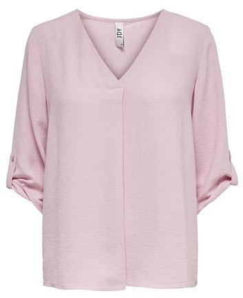 JDY Damen Lange Freizeit Hemd Bluse 3/4 Ärmel Tunika Longshirt Loose Oberteil Locker Leicht JDYDIVYA, Farben:Rosa-2, Größe:38