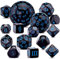 SIQUK 15 Stücke Polyedrische Würfel Set mit Beuteln D3-D100 Würfel Polyeder Würfel DND Spiel Würfel für Dungeons und Dragons RPG MTG, Schwarz und Blau