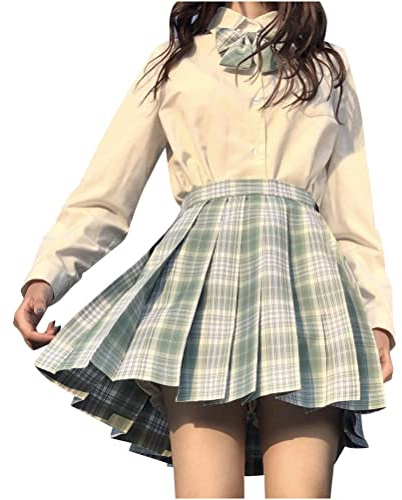 ORANDESIGNE Jupe Plissée Courte Taille Haute pour Femme et Fille JK Jupe Mini à Carreaux Ecole de Tennis Evasée avec Doublure