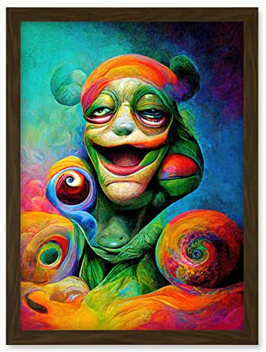 Doppelganger33 LTD Psychedelic Stoned Clown Trippy Colourful Artwork Framed Wall Art Print A4