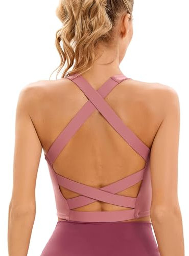 Sport-BHS für Damen, sexy, überkreuzter Rücken, gepolsterter Träger-Sport-BH, Yoga-BH für Damen, Workout-Tanktops