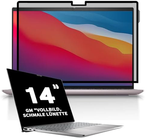 Phimoos Vakuum-Adsorptions-Sichtschutzfilter 14 Zoll mit Lenovo/HP/Dell/Acer/Samsung/Asus/Toshiba Notebook.Abnehmbarer,Anti-Blaulicht,Anti Blendschutz,Kein Magnet/Kleber,Anti-Spy Datenschutzfilter