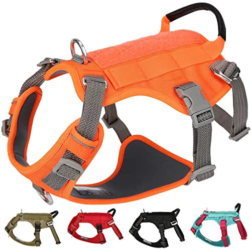 Ausbruchsicheres Hundegeschirr, kein Ziehen, verstellbar, reflektierend, mit Griff, Leinenbefestigungen für Outdoor-Training, Spaziergänge