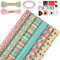 Cozlly 6 Blatt Geschenkpapier, 70×50cm Geschenk Kraftpapier, Geschenkverpackung Papier mit Hanfseil Klebeband Aufkleber, Dekoratives Kraftpapier, Recycling Papier für Geburtstag Hochzeit