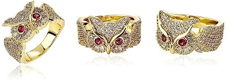 Hip Hop Vergoldete Ring Verlobungsringe Gold Silber Farbe Iced Out Zirkon Ring Luxus Schmuck Geschenk,Gold,10