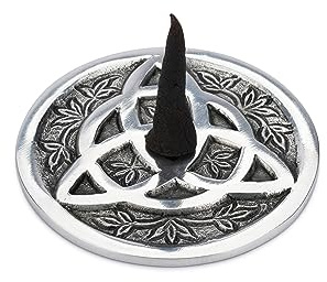 Ajuny Brûleur d'encens Rond en Aluminium Récupérateur de Cendres Porte Encens de Style Tibétain Accessoires de Méditation Décoration Spirituelle pour la Maison Cadeaux Parfumés