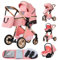 YAZOCO Poussette 3 en1 Compacte Poussette CombinéEs Anstout Terrain Luxe Haut Paysage Quadruple 0-36kg Bébé Pliable Canne Poussettes Confort Accessoires Auto Siège