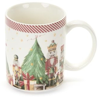 NUVOLE DI STOFFA Tazza natalizia in porcellana con manico Christmas Carol Schiaccianoci 300 ml 2 varianti (1pz) Albero Schiaccianoci
