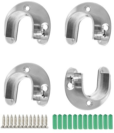 Zasiene 28 mm Silber U Rundrohr-Halterung 4 Stück Flansch Halterung Rundrohr-Halterung U-Form Edelstahl Kleiderschrank Stangenhalter U-Förmig Zinklegierung Rundrohr-Halterung Hängestangen-Flansch-Set