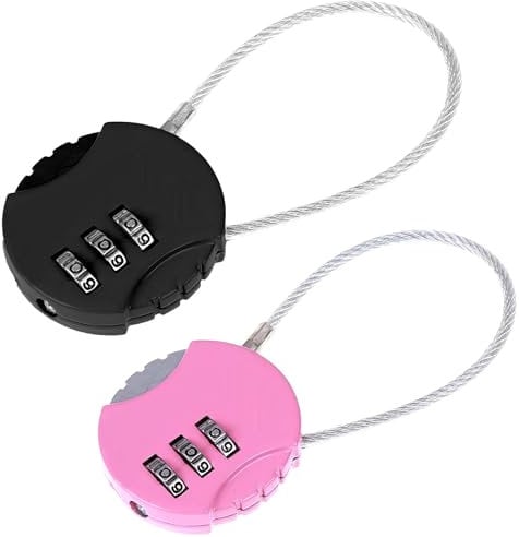 RTRTGS 2 pcs Gepäckschloss 3 Stellig Kabelschloss Koffer Zahlenschloss Kofferschlösser Zahlencode Vorhängeschloss Draht Rreisekoffer Schloss für Reise, Klein Zahlenschllösser Spind