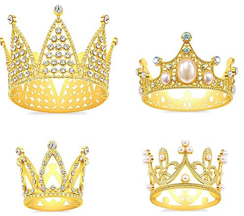 Comphic 4Pcs Cake Topper Decorations Princess Crown Cake Decorations for Birthday, Wedding, and Baby Shower Crown