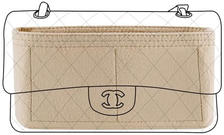 Lckaey Taschen-Organizer für Chanel-Tasche, klassische Klappe, CF Jumbo-Tasche, Geldbörseneinsatz – Handtaschen-Filz-Einsatz Y069Khaki-M