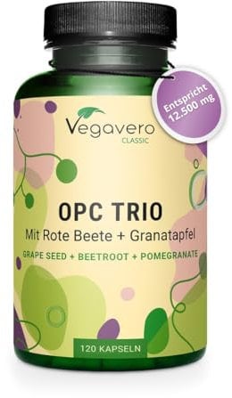 OPC | 12.500 mg de Extracto de Semilla de Uva | Antioxidante Natural para Circulación | Alta Dosis de Uvas Italianas | Vegano & Sin Pesticidas | Vegavero®