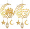 2 Stück Eid Mubarak Türschild Holzschilder zum Aufhängen, Ramadan Kareem Hohlornament Dekorationen Mond und Sterne, Mondform Ramadan Mubarak Party Holz Wandaufhänger für islamische muslimische (Gold)