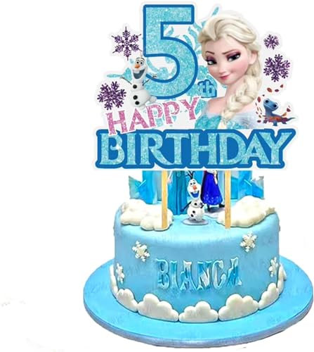 Happy Birthday Tortendeko,Dekoration für Kuchen,Cake Topper 5 Geburtstag,Tortendeko Mädchen, Tortendeko Kindergeburtstag,Cake Topper Geburtstag Deko für Mädchen Jungen Kinder (blau 5)