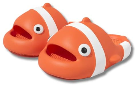 Yigoo Badelatschen Damen Hausschuhe Badeschlappen Clownfischen Badeschuhe Rutschfeste Pantoletten Slipper Strand Sandale Orange 40-41