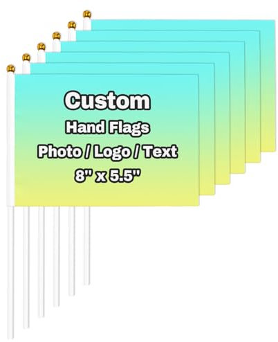 6pcs Custom Hand Held Flag Add Photo, Logo, Text Personalised Small Flag with Pole Customised Mini Flags Stick Flags for Sporting Team, Sport Events, World Cup Football Match Decoration Gifts
