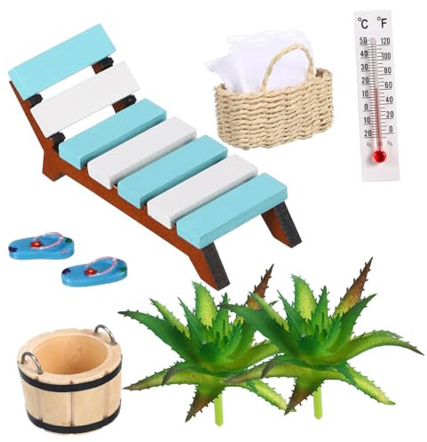 Gogogmee 1 Set Miniatur Deko Sauna Miniatur Loungesessel Mini Strandzubehör Mikro Landschaftszubehör Mini Strandstuhl Puppenhaus Zubehör Miniaturzubehör Mini Liegestuhl