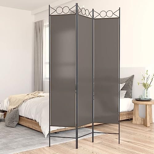 3-TLG. Paravent Raumteiler Trennwand Balkon Sichtschutz Stellwand Anthrazit 120x200 cm Stoff