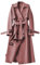 Minetom Femme Trench-Coat à Double Boutonnage Elégant Manches Longues Automne Hiver Revers Veste Longue Manteau avec Ceinture A Rose S