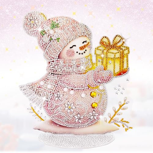Diamond Painting Weihnachten Schneemann Aufsteller, Doppelseitig Voll Diamond Painting Tischdeko Weihnachts Figuren Neu 2024 Diamant Malerei Bastelset für Erwachsene KinderGeschenk (Schneemann A)