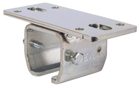 ATTAS MEA Support de plafond pour portail coulissant type 2, 43 x 48 cm, fixation au plafond extérieure, manchon de plafond pour rails lourds, profilé en C, acier galvanisé, support de rail de porte