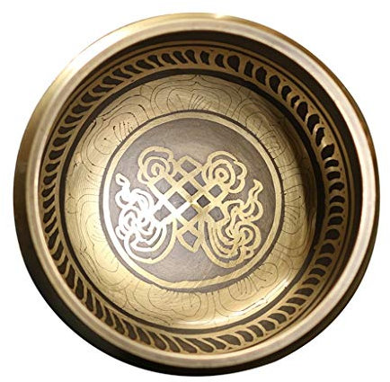 Tibetische Schüssel Klangschale für Meditation Premium Design mit tibetischem Knoten (10,5 cm)