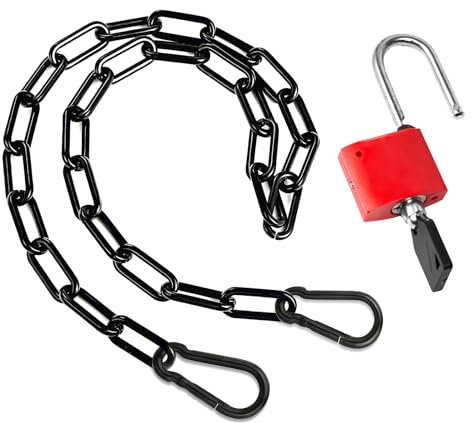 Edelstahlkette,Stahlkette,Gliederkette,Stahlkette Schwarz,Eisenkette,Metallkette mit Karabiner,Edelstahl Ketten 51cm Lang,Sicherheitskette mit Schloss,Stahlgliederkette für Pferdestall,Zäune,Käfige