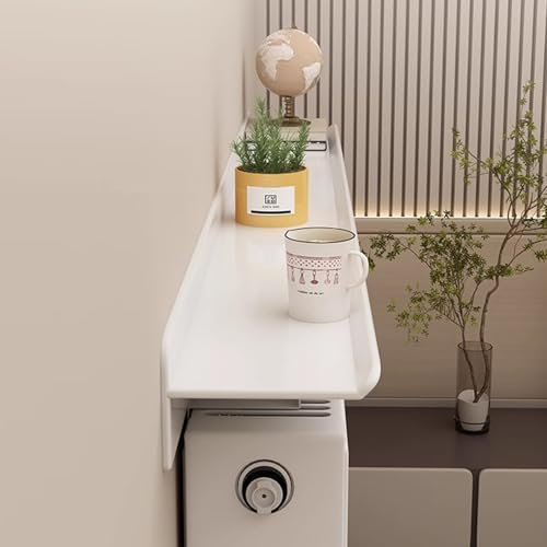 UVCMDUI Tablette Radiateur sans Percer, Cache Chauffage avec Supports, Étagère Radiateurs en Alliage D'Aluminium Blanc pour Rangement, Décoration, Protection des Murs,W 15cm/6in; L 100cm /39.7in