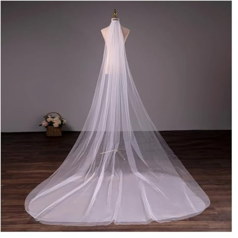 SPPEOUKJ Brautschleier Zwei Schichten Brautschleier Brautschleier Weiß 3 Meter 5 Meter Langer Schleier for die Braut mit Kammschleier Für Frauen BräUte(Ivory 1 Layer,300cm)