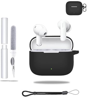 Silicone Protective Case for OPPO Enco Air4i Earbuds,Waterproof,Shockproof,Anti-scratch,Washable & With Cleaning Pen Hanging Clip,Black