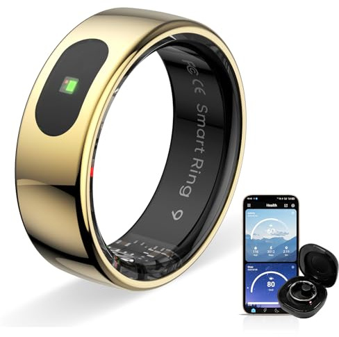 HPLSZCN Smart Ring für Herren & Damen - Touch-Steuerbarer Fitness Tracker, 5ATM Wasserdichter Smart Rings, Kompatibel mit iPhone & Android (Gold, 11)