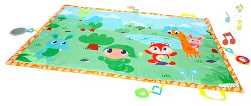 MOLTO Spielteppich XXL Musical Baby mit 4 hängenden Spielzeugen – Design Gusy Licht – Kinderteppich gepolstert mit Bogen und Sound – ab 0 Monaten – 140 x 90 cm