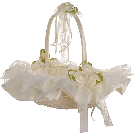 Cestino Floreale da Matrimonio Pizzo, Cerimonia | Decorazione per Nozze e Laurea, per Caramelle, Petali di Rosa e Fiori, Stile Delicato