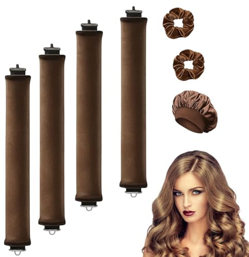 Heatless Curls, 7-teiliges Lockenwickler-Set, Hitzefrei Styling Für Voluminöse Locken, 4 Stäbe + 1 Duschhaube + 2 Haargummis, Ideal Für Nächtliches Styling Und Haarschutz