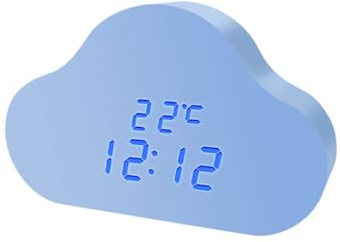 Correa Alarm Clock Cloud Clock Bedside Snooze Small Alarm Clock Student Calendar LED Voice Digital USB Home Clock B