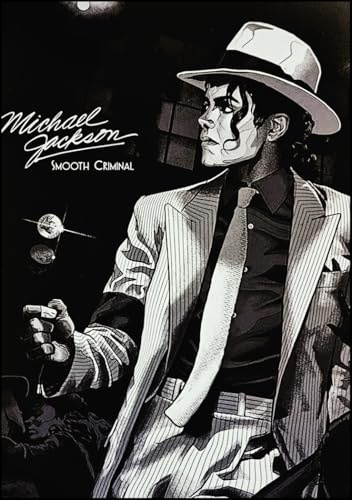 KUSTOM ART Wand- oder Tischbild Serie Sänger Prominente Illustration Smooth Criminal Kunstdruck auf Holz 30 x 21 cm