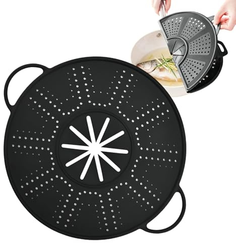 Dmuzsoih Silikon Spritzschutz,Silikon Fettspritzschutz Für 25-30 cm - Faltbarer Spritzschutz,Für Die Küche Zum Kochen Und Backen Für Pfanne Sieb Durchschlag Und Dampfgarer