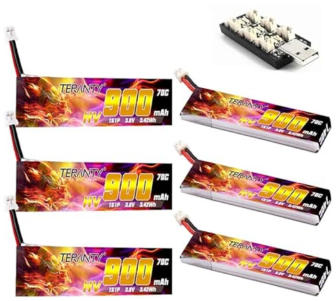 WZQOZSH Für TREANTY 1S 4,35V HV für Lipo-Akku 3,8V 900mAh 70C/140C mit Ladegerät für Emax für Tinyhawk King Kong Ldarc für TINY7 FPV-Drohne PH2.0 Stecker(1Pcs)