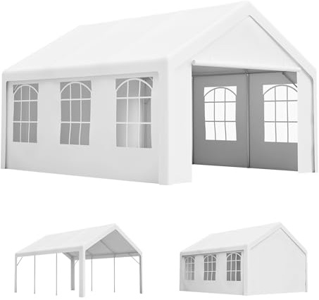 GIHAUVIA Pavillon 5x4 m – wasserdicht, stabil, Winterfest Partyzelt mit reißfester wasserabweisender Schutzplane, verstärktem Stahlrahmen, 2 Türen & großen Fenstern - Gartenzelt 19,4 m²