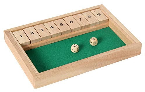 Bartl 107990 Klappenspiel, Shut The Box, Würfelspiel, hochwertige Ausführung aus Buchenholz