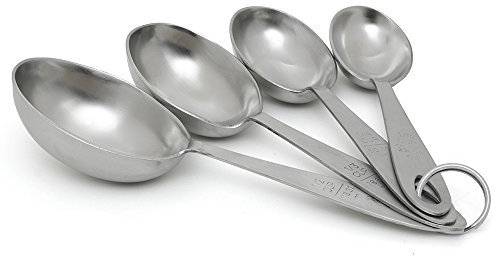 Lindy's 4-Piece Stainless Steel Scoops Measuring Spoons, 9 inches Long, Silver