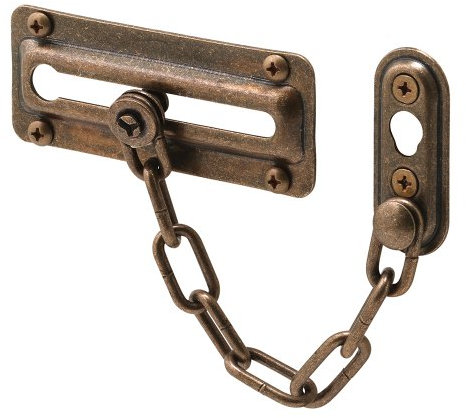 Prime-Line U 10533 Standard Chain Door Guard, 3-7/16 in H X 1-3/8 in W X 2-3/8 in D, Steel, Antique Brass, 1 Pack