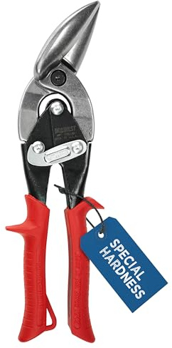 MIDWEST Special Hardness Aviation Snip - Left Cut Offset Stainless Steel Cutting Shears, Made in the USA - MWT-SS6510L
