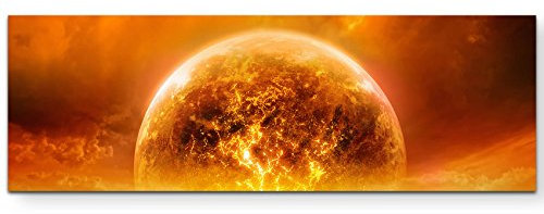 Paul Sinus Art Leinwandbilder | Bilder Leinwand 120x40cm brennender Planet