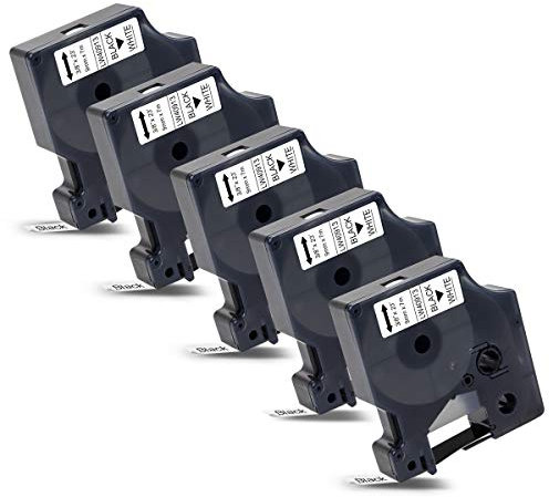 Labelwell 5x Kompatibel Schriftband Ersatz für Dynmo 40913 S0720680 D1 9mm Schwarz auf Weiß Etikettenband für Dynmo LabelManager 160 PNP 210D 360D 280 420P 500TS Labelpoint 250 150 100