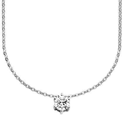 Stella-Jewellery 585er Gold Collier mit Diamant 0,15ct. Solitär 6er Krappe Weißgold